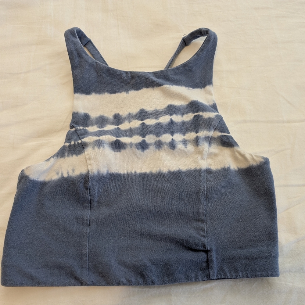 Aerie Blue and White Tie-Dye Crop Top Tank Sports bra Medium
